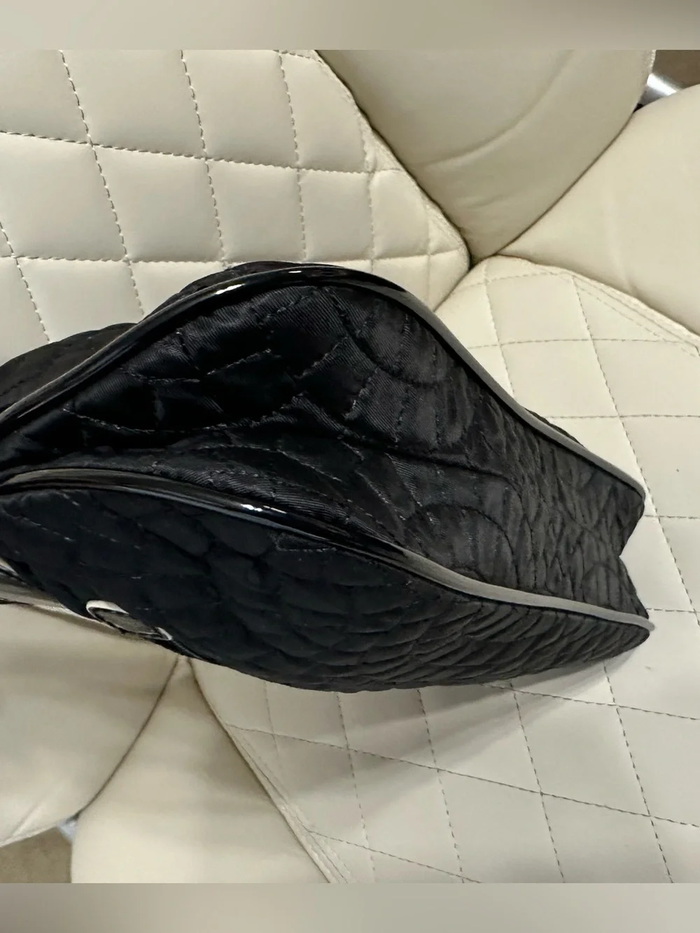 Vera Bradley Quilted Clutch Black Patent Leather trim Purse tote